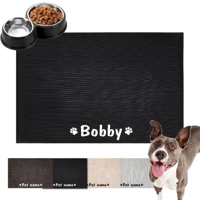 Placemat met naam voor voerbak van huisdieren