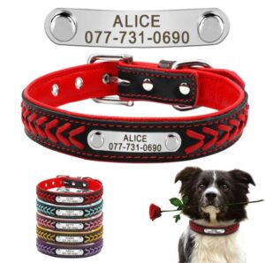 Leren halsband met gepersonaliseerde tekst