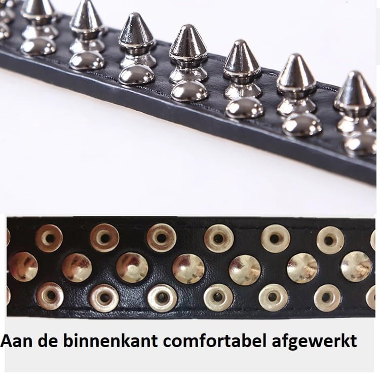 Leren Halsband met Spikes - Afbeelding 2