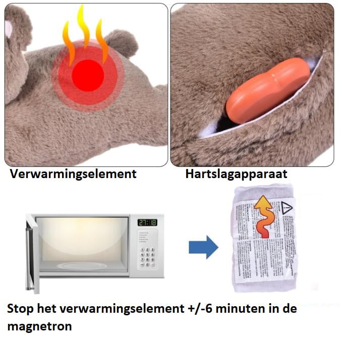 Kalmerende hondenknuffel met hartslag - Voorkomt stress en angst - Afbeelding 4