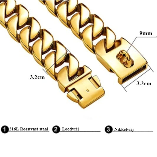Heavy Duty Cuban Link Halsband Voor Honden - 3.2cm breed - Afbeelding 3