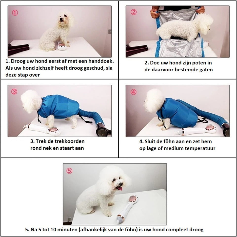 Droogzak/Föhnzak voor honden - Gemakkelijk je hond drogen - Afbeelding 2