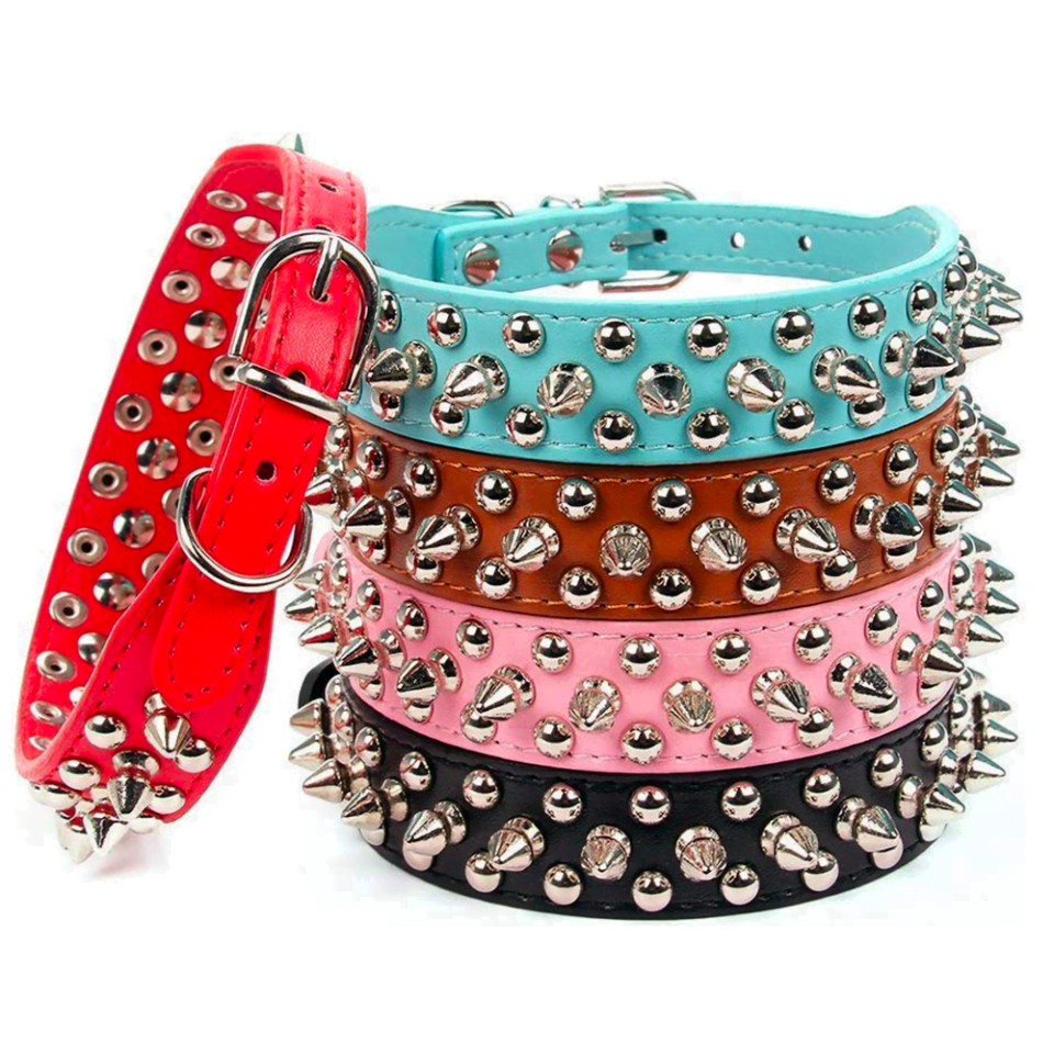 Leren Halsband met Spikes - Afbeelding 7