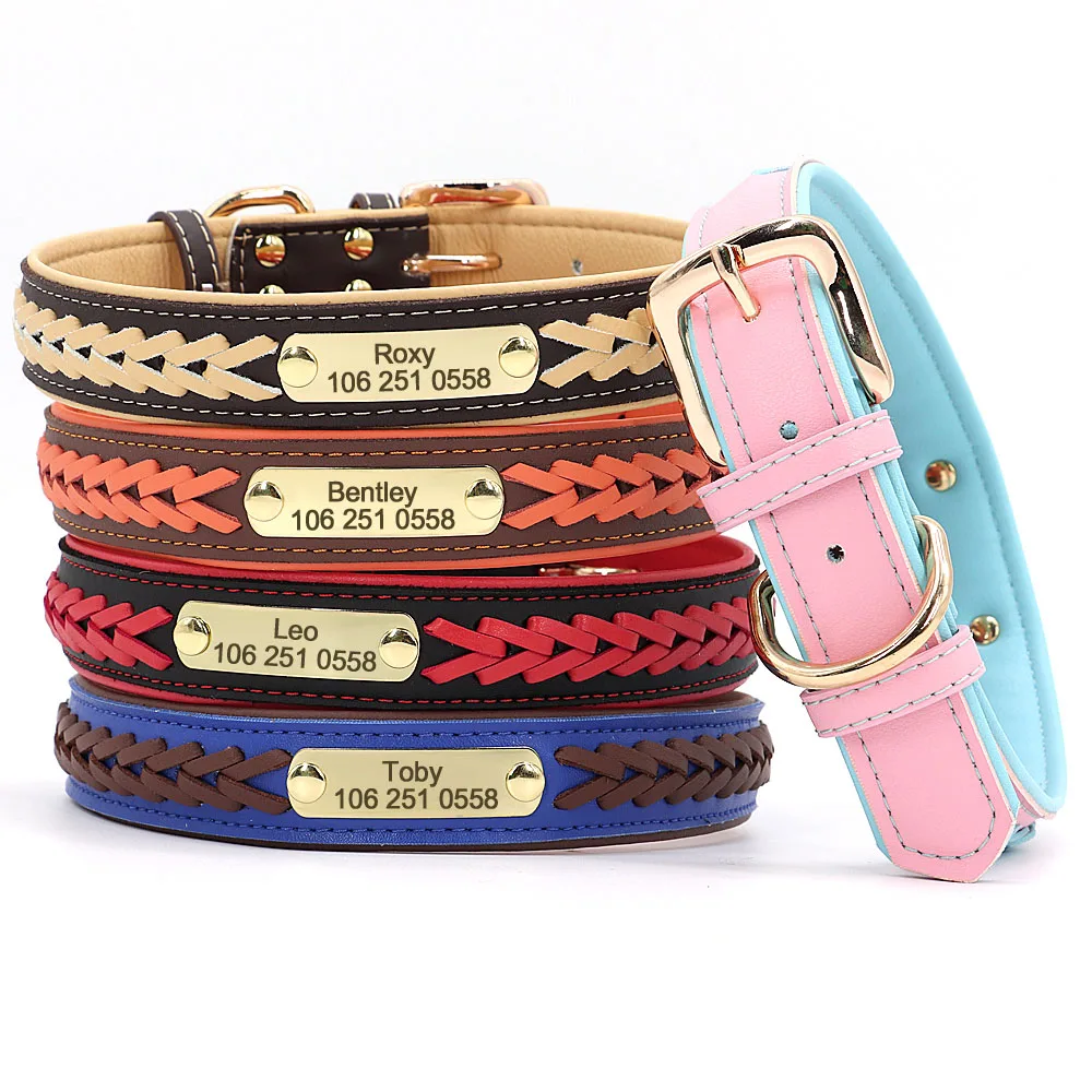 Leren Halsband met Naam voor Honden - Cowboy Style