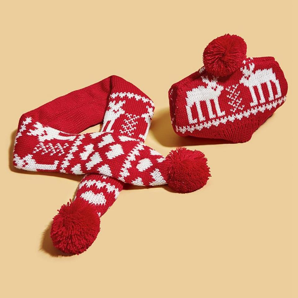 Gebreide Kerstmuts + Kerstsjaal voor Honden - Afbeelding 2