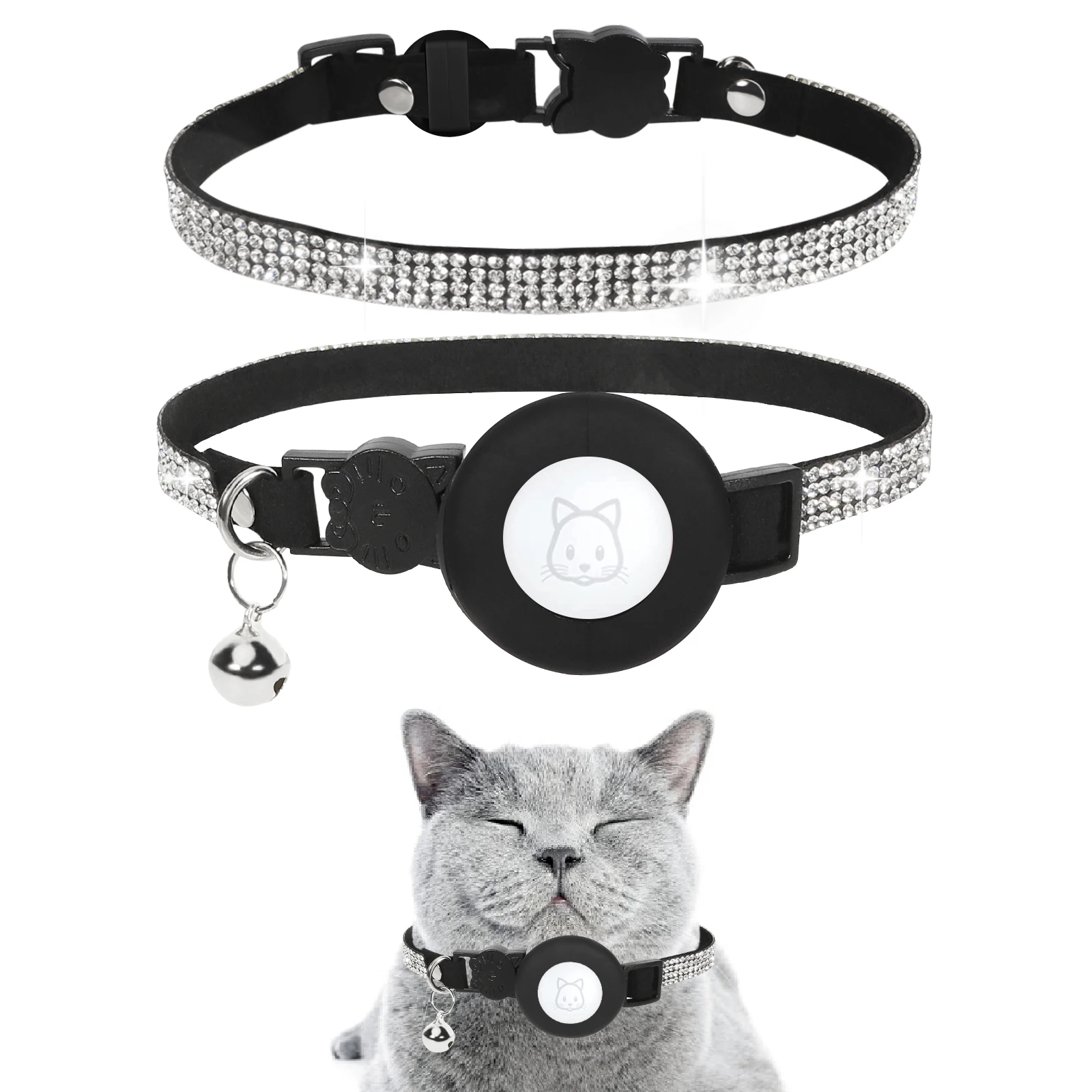 Apple Airtag Glitter Halsband voor Katten