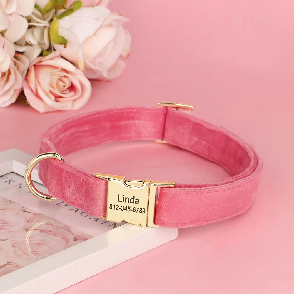 Fluwelen Hondenhalsband met Naam - Afbeelding 2