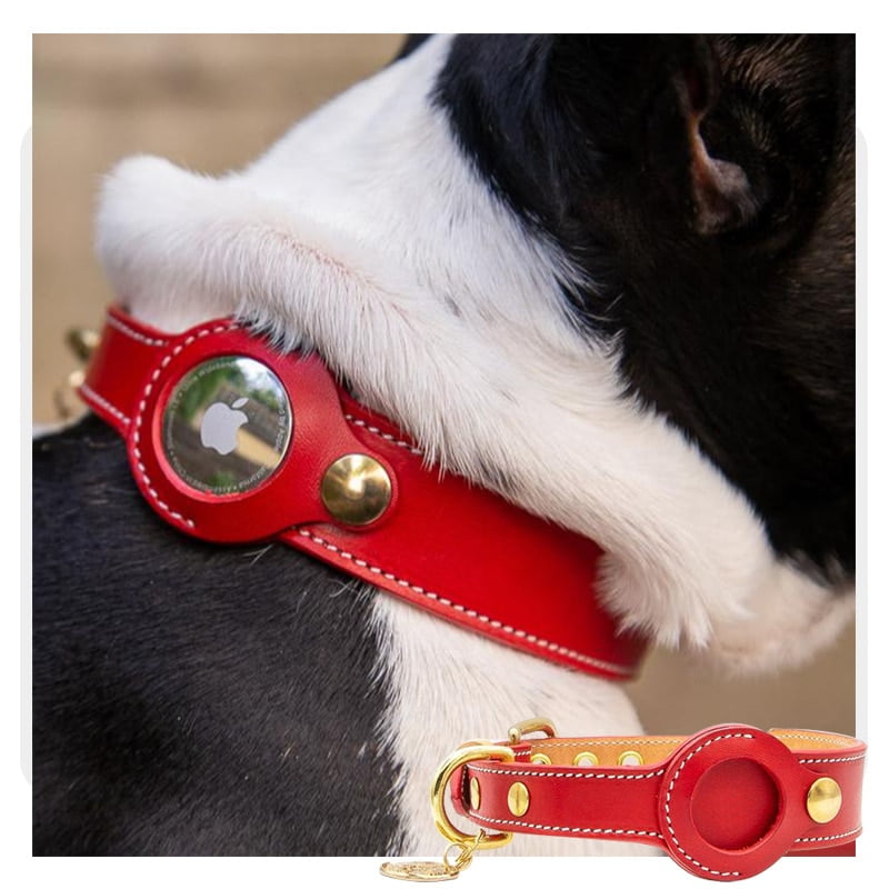 Leren Apple AirTag Halsband voor Honden - Afbeelding 2