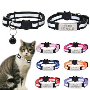 Reflecterende Kattenhalsband met Naam en Veiligheidsgesp