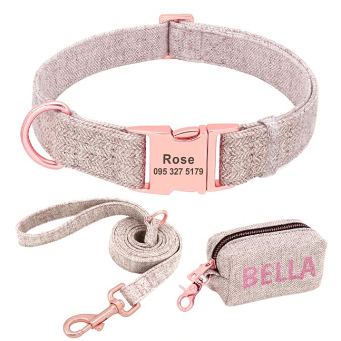 Hondenriem+halsband en poepzakjeshouder met naam - Afbeelding 7