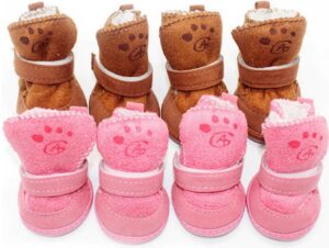 Luxe hondenschoenen - gevoerd met Kunstbont - Set van 4