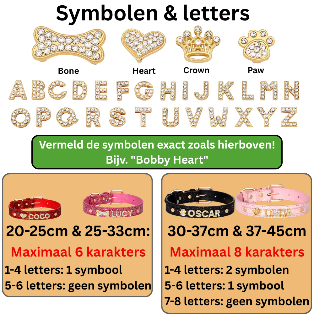 Glitter Halsband met Naam - met Strassletters