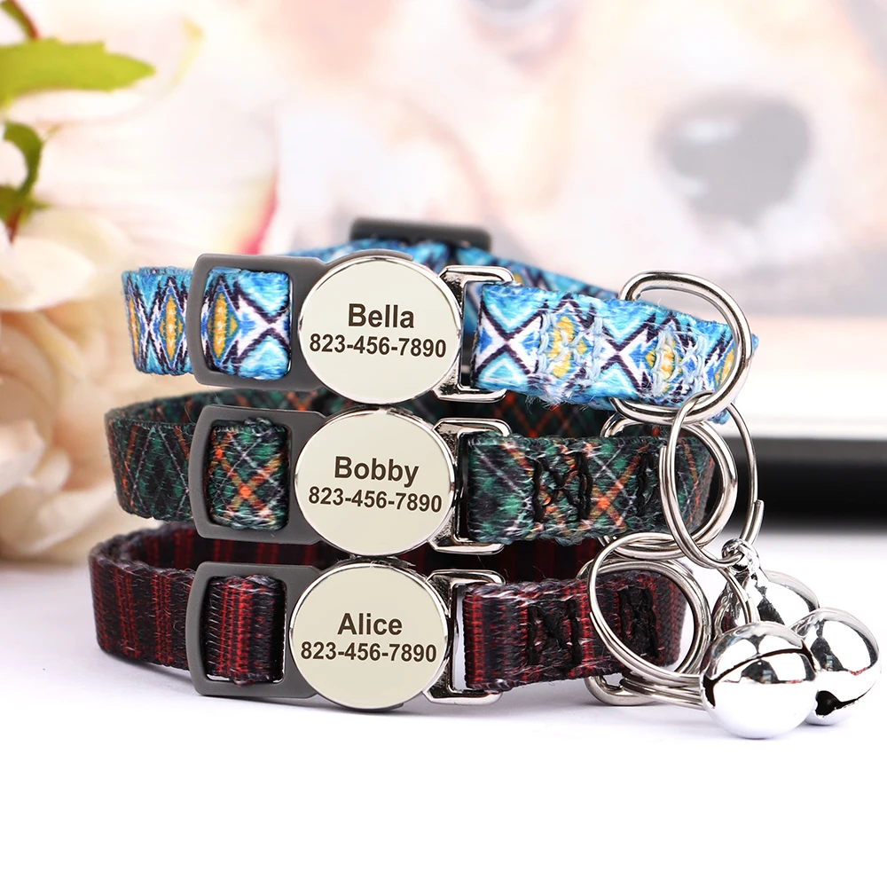 Gepersonaliseerde Kattenhalsband - met Belletje en Veiligheidsgesp