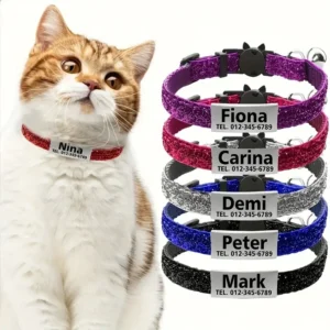 Glitterhalsband met Naam voor Katten - Breakaway Gesp