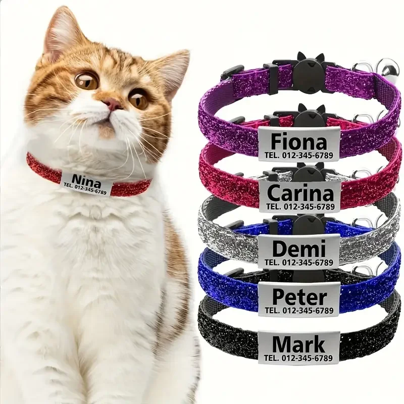 Glitterhalsband met Naam voor Katten - Breakaway Gesp
