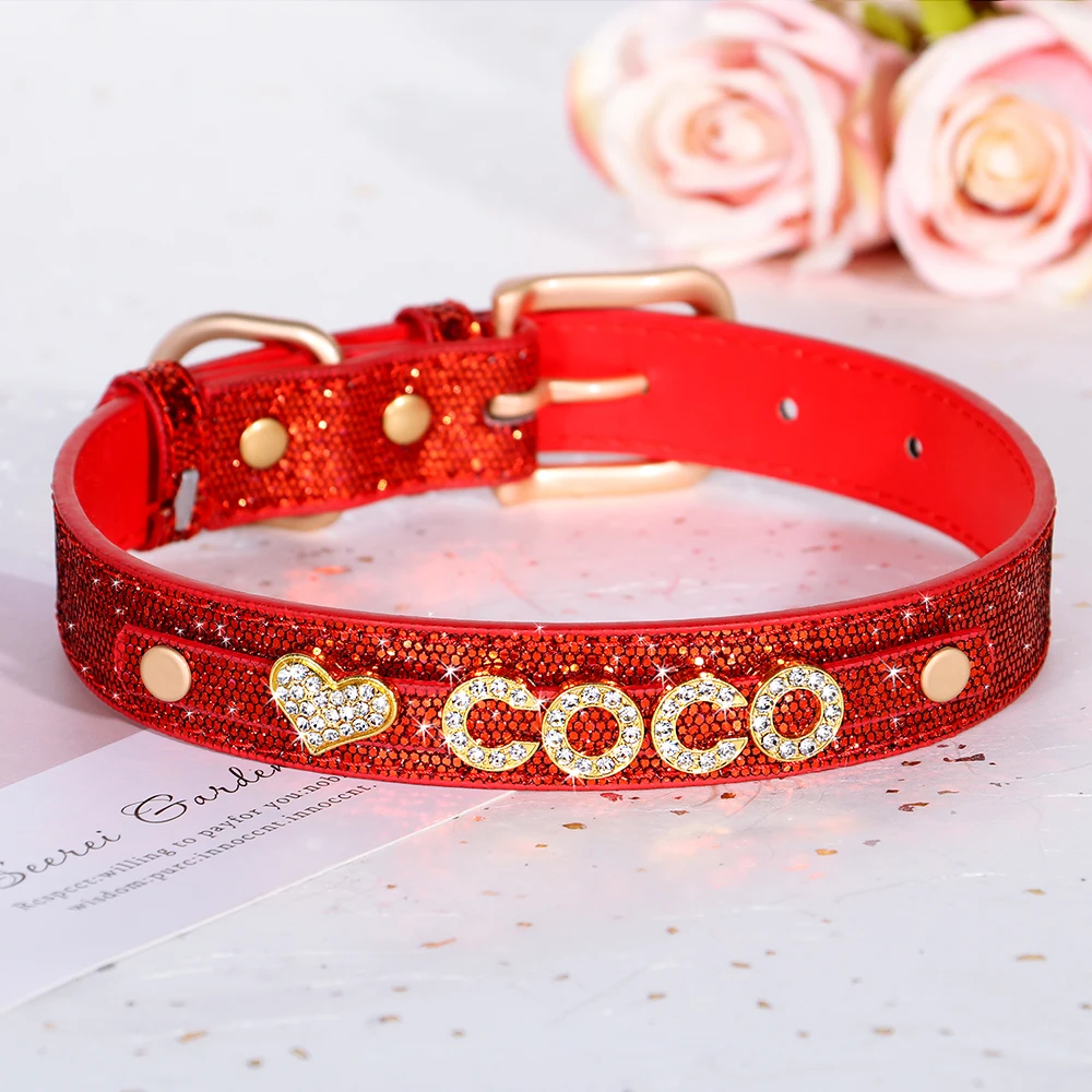 Glitter Halsband met Naam - met Strassletters