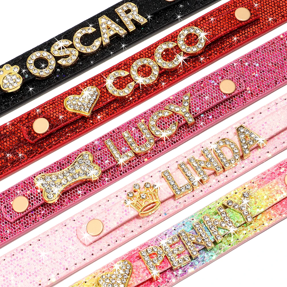 Glitter Halsband met Naam - met Strassletters
