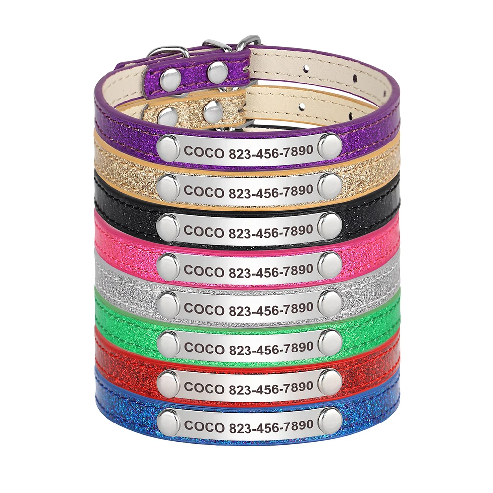 Glitter Halsband voor Katten - Gegraveerd met Naam