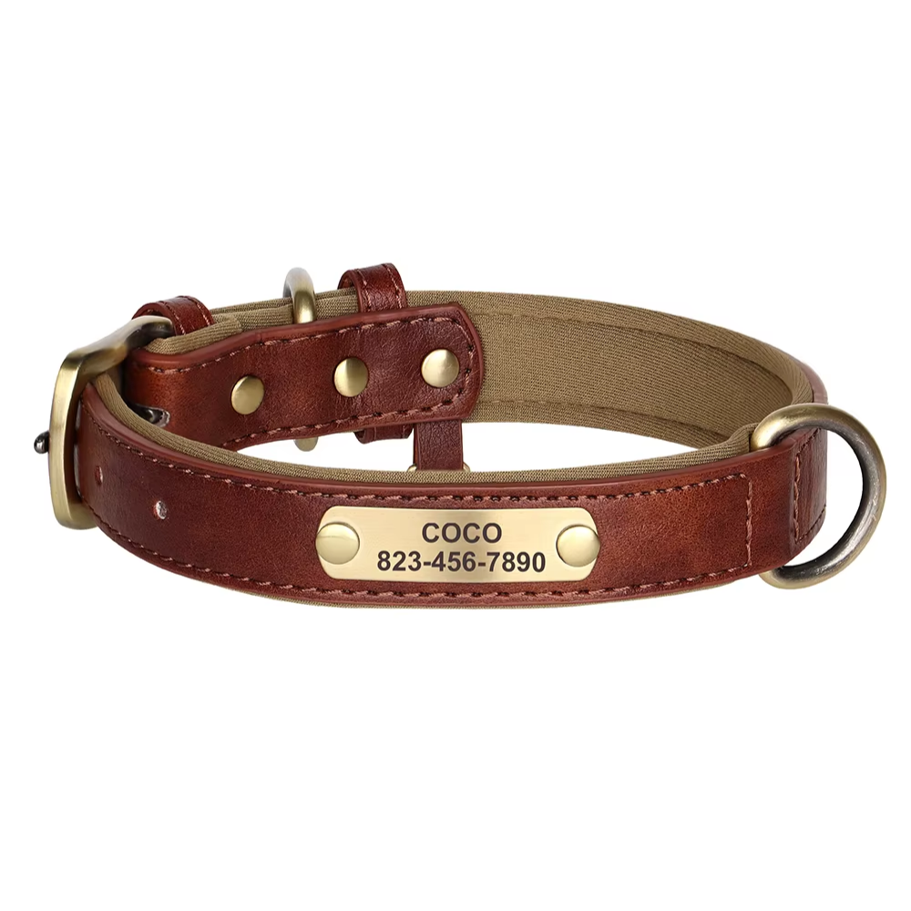 Leren Halsband met Naam voor Honden