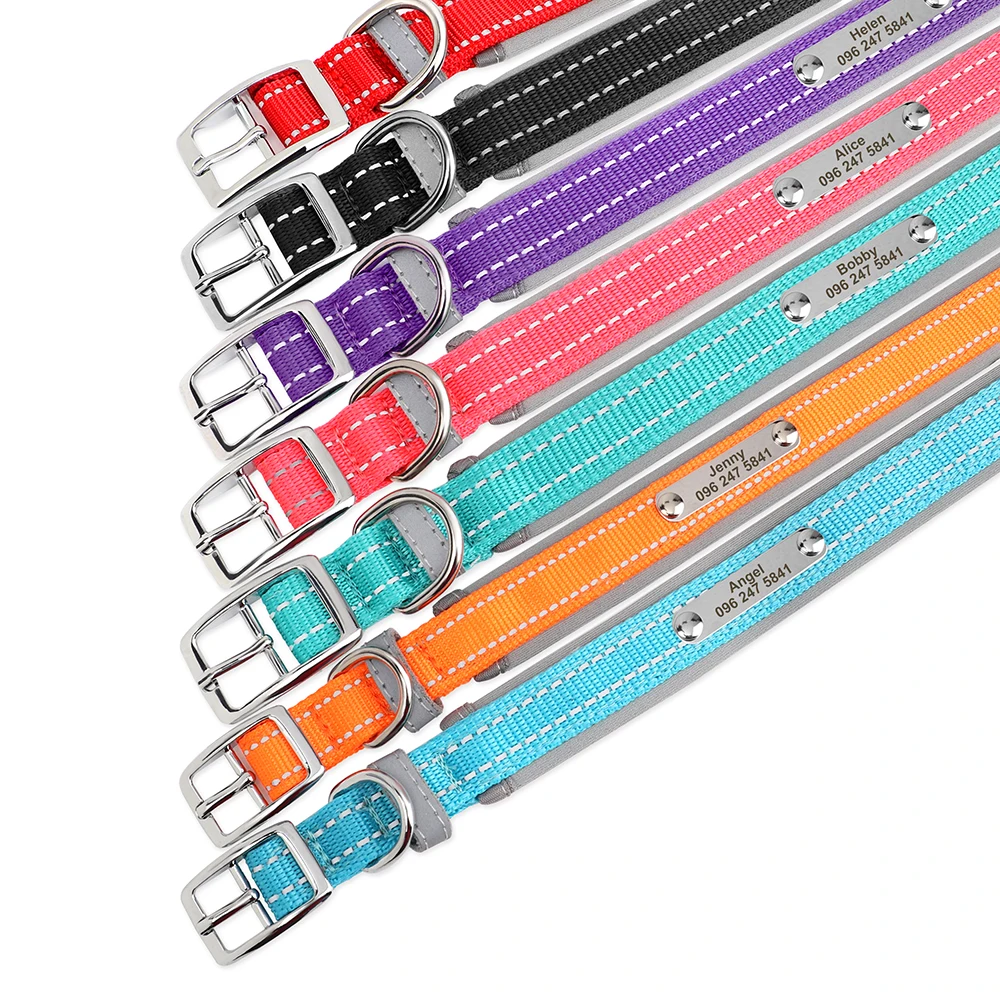 Nylon Hondenhalsband met Naam - Reflecterend