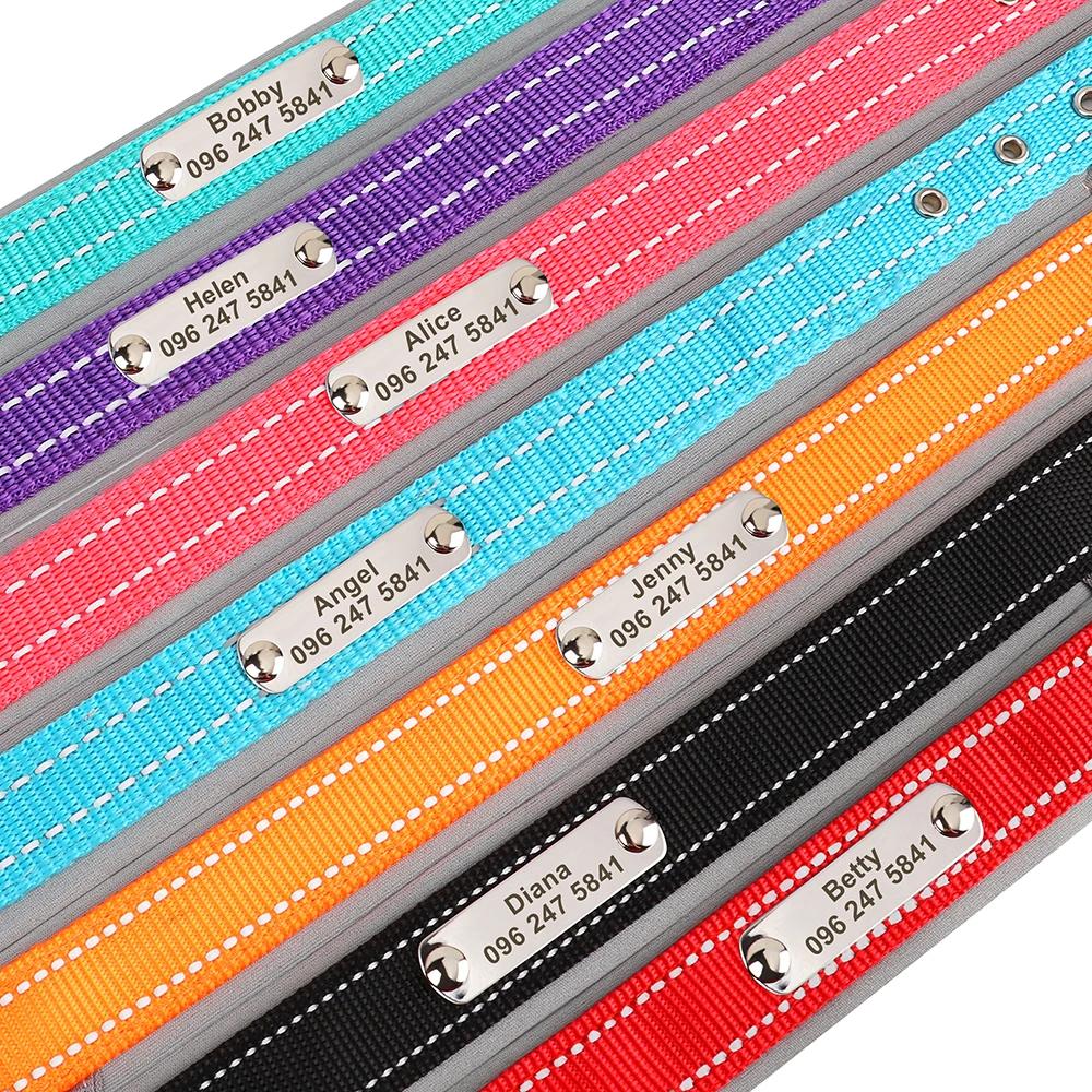 Nylon Hondenhalsband met Naam - Reflecterend