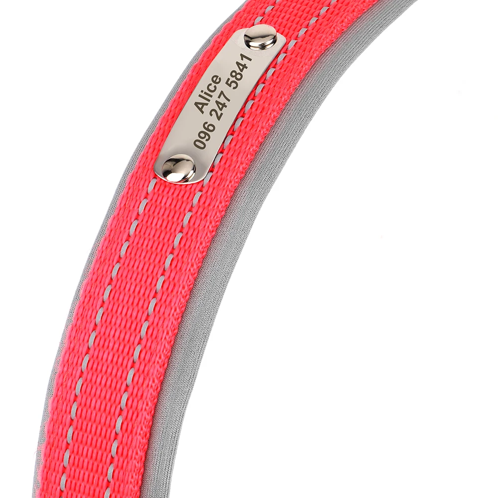 Nylon Hondenhalsband met Naam - Reflecterend