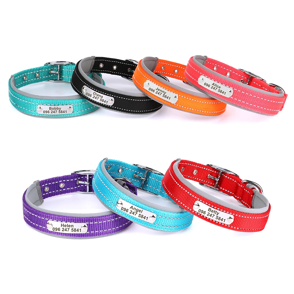 Nylon Hondenhalsband met Naam - Reflecterend